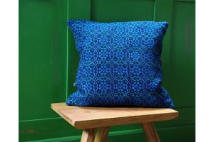 Velvet backed Kingfisher Blue Welsh Tapestry Merion Mill CZV03